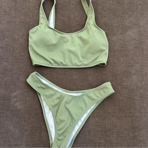 Salt + Cove Sage Ribbed Bikini Set - Picture 2 of 4